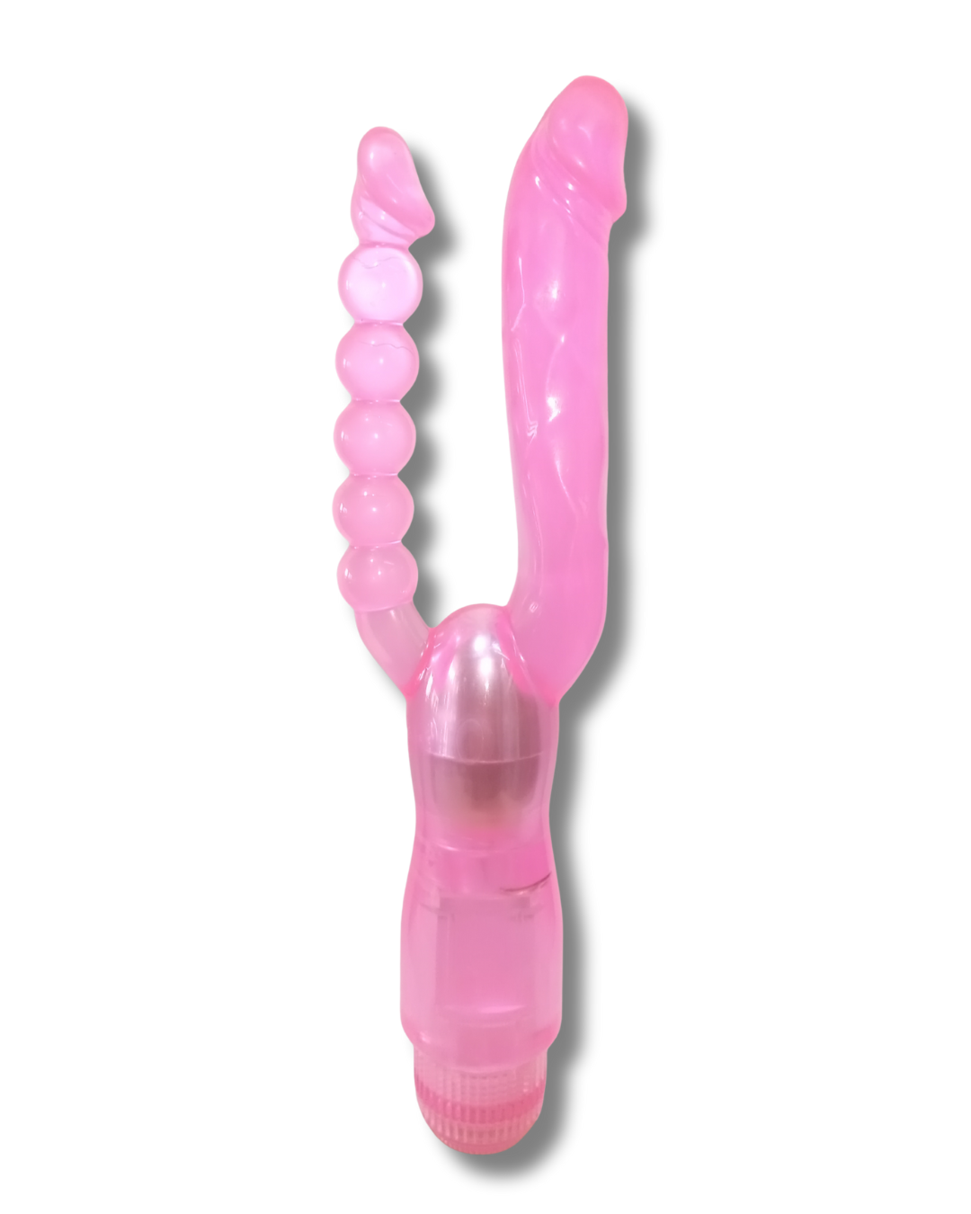 Vibrador Doble Anal y Vaginal Rosa | Estimulación Dual con Bolas Anales – 13×3 cm + 12×2 cm – Potencia Ajustable
