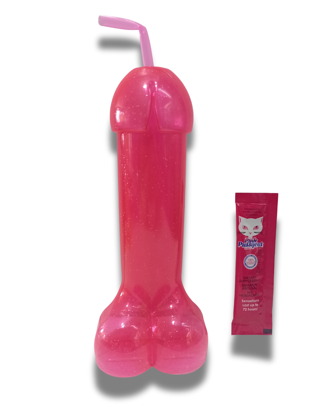 Kit Femenino Vaso Divertido con Miel Afrodisiaca | Pink Pussycat o American Royal Honey | Sexshop México