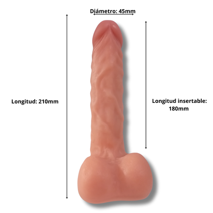 TitanSkin Pro 45 | Dildo Realista de Silicona Premium con Copa de Succión